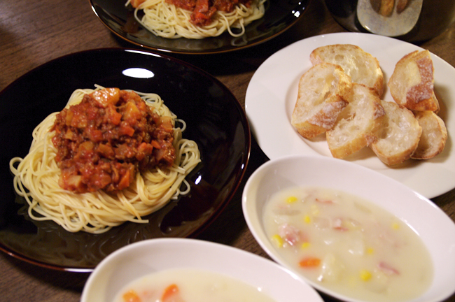 ミートソースパスタ シチュー こんだて一週間